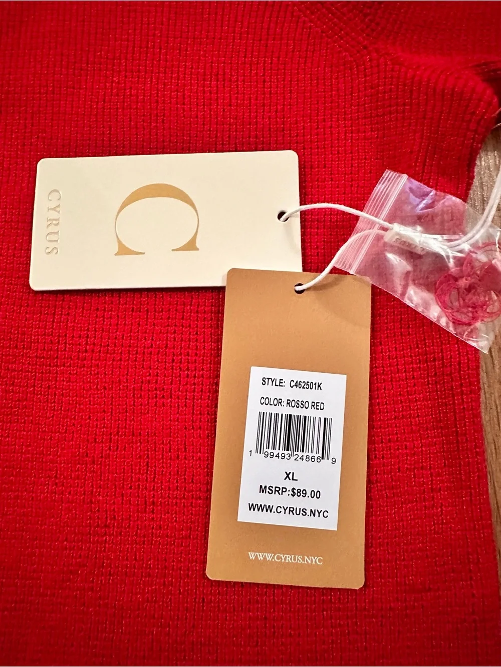 Cyrus Bright Red Button-Front Knit Cardigan